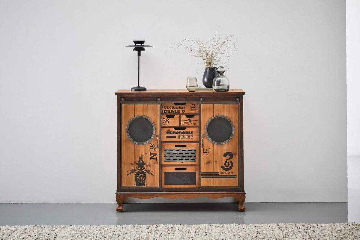 KOMMODE , 110/100,5/35 cm, 6 Schublade(n)  - Goldfarben/Multicolor, LIFESTYLE, Holz/Holzwerkstoff (110/100,5/35cm) - Landscape