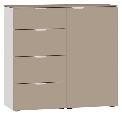 KOMMODE  in 90/87/43 cm  - Hellbraun/Edelstahlfarben, Design, Glas/Holzwerkstoff (90/87/43cm) - Jutzler