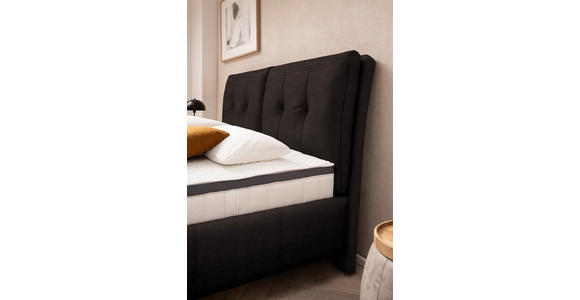 POLSTERBETT Matratze, Lattenrost, Topper Mokka 180/200 cm - Schwarz/Mokka, KONVENTIONELL, Leder/Holz (180/200cm) - Novel