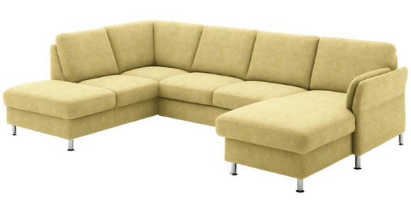 WOHNLANDSCHAFT in Flachgewebe Hellgrün, Limette - Chromfarben/Limette, KONVENTIONELL, Textil/Metall (200/305/168cm) - Voleo