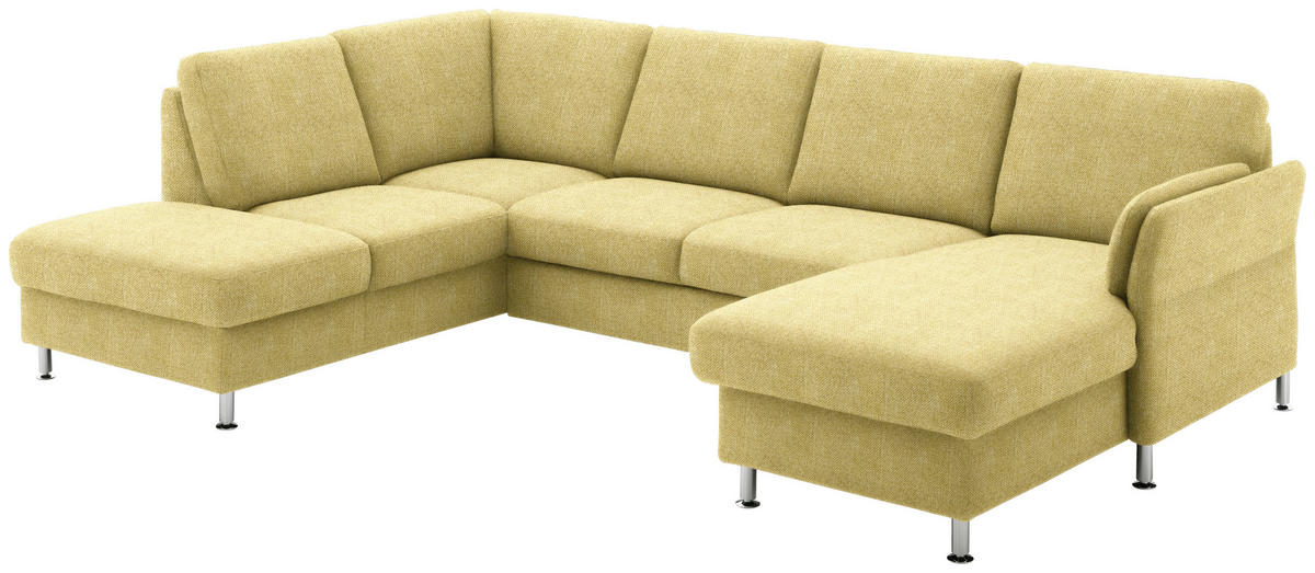 WOHNLANDSCHAFT in Flachgewebe Hellgrün, Limette  - Chromfarben/Limette, Konventionell, Textil/Metall (200/305/168cm) - Beldomo System