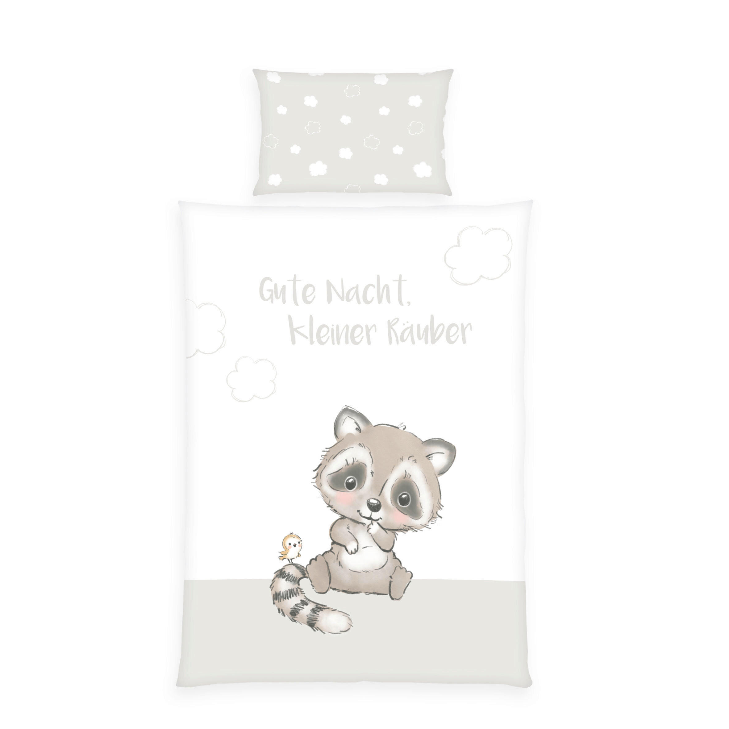 BABYBETTWÄSCHE Kleiner Räuber Renforcé 100/135 cm  - Hellgrau/Weiß, Basics, Textil (100/135cm) - Herding