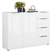 SIDEBOARD Style  in 135/99/40 cm  - Weiß Hochglanz/Schwarz, Basics, Glas/Holzwerkstoff (135/99/40cm)