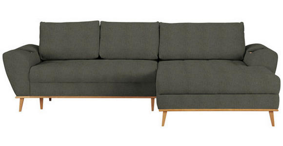 ECKSOFA in Webstoff Grün  - Eichefarben/Grün, Design, Holz/Textil (282/175cm) - Carryhome