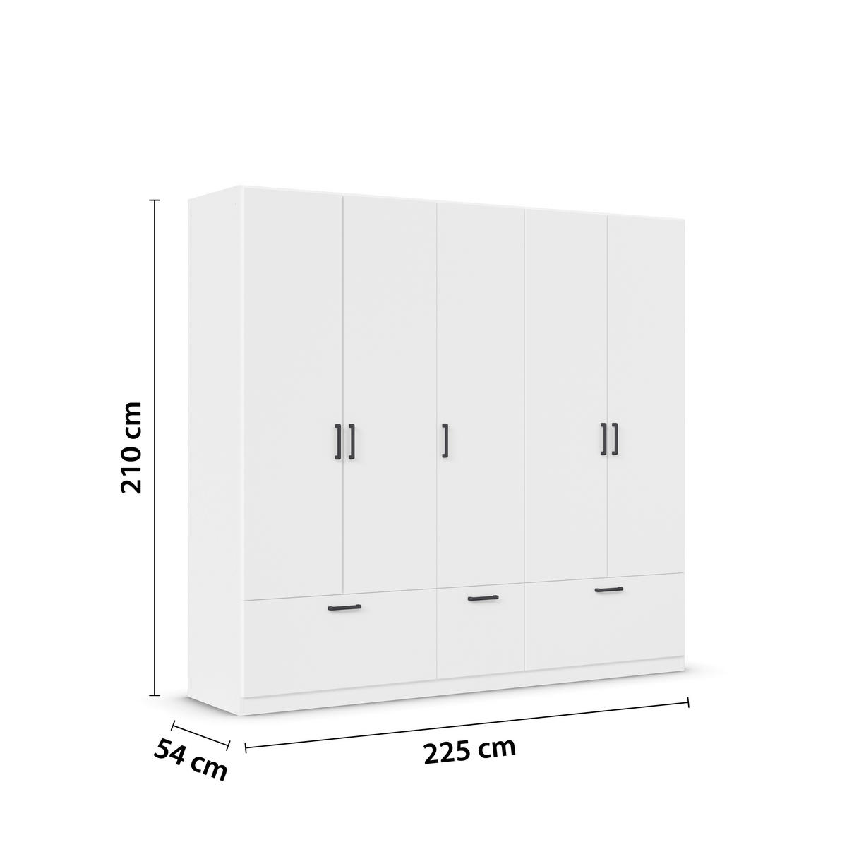KLEIDERSCHRANK  in Weiß  - Weiß/Grau, Basics, Holzwerkstoff/Metall (226/210/54cm) - Boxxx