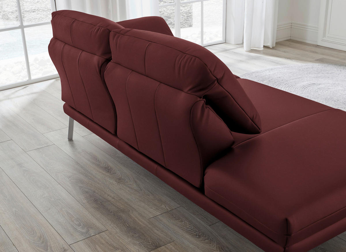 RÉCAMIERE in Echtleder Rot  - Chromfarben/Rot, Design, Leder/Metall (209/85-109/95-16cm) - Dieter Knoll