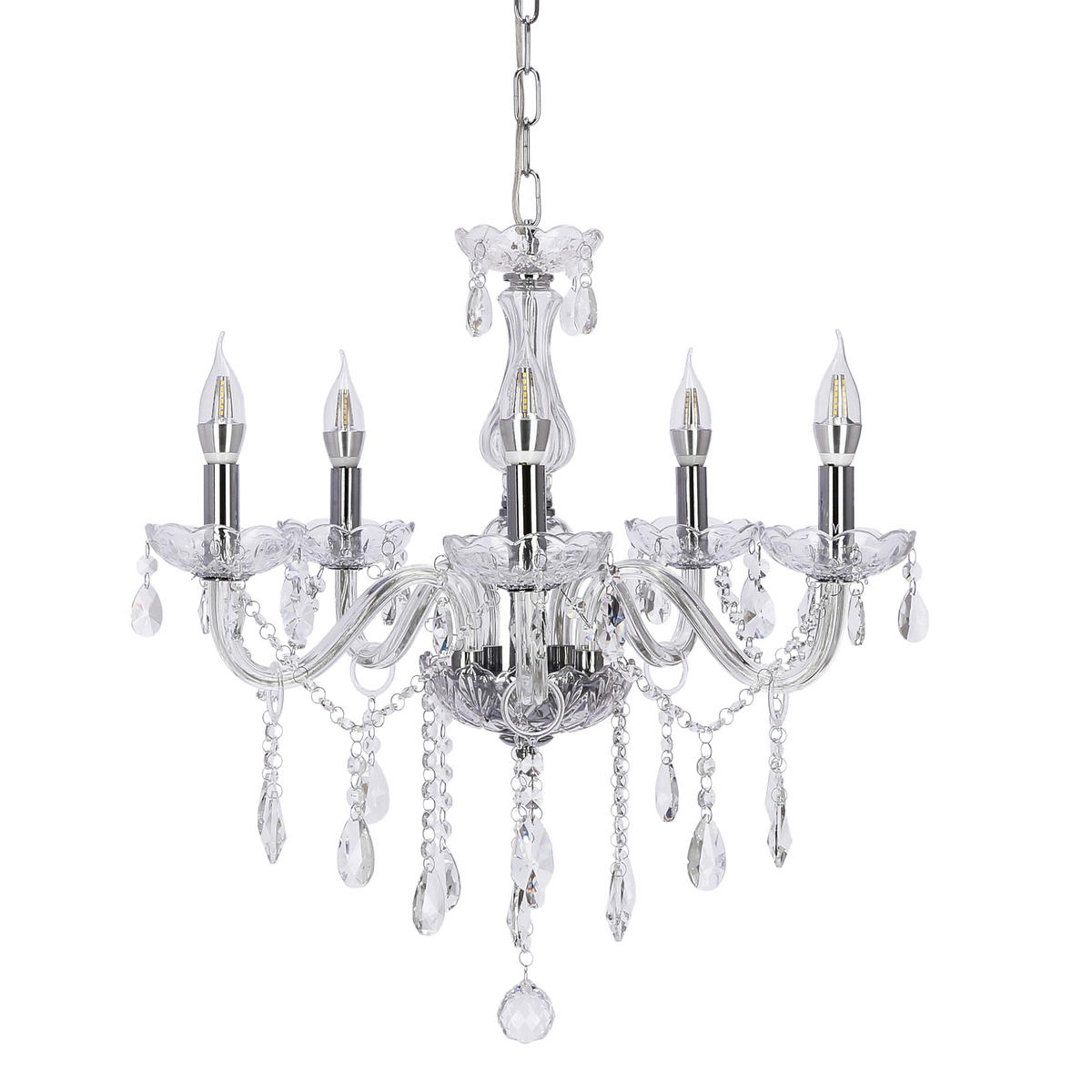 KRONLEUCHTER Cristallo 56/56/100 cm   - Transparent, KONVENTIONELL, Metall (56/56/100cm)