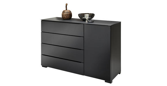 SIDEBOARD Eiche massiv Anthrazit, Schwarz, Eiche dunkel  - Eiche dunkel/Anthrazit, Design, Glas/Holz (120/77/40cm) - Dieter Knoll