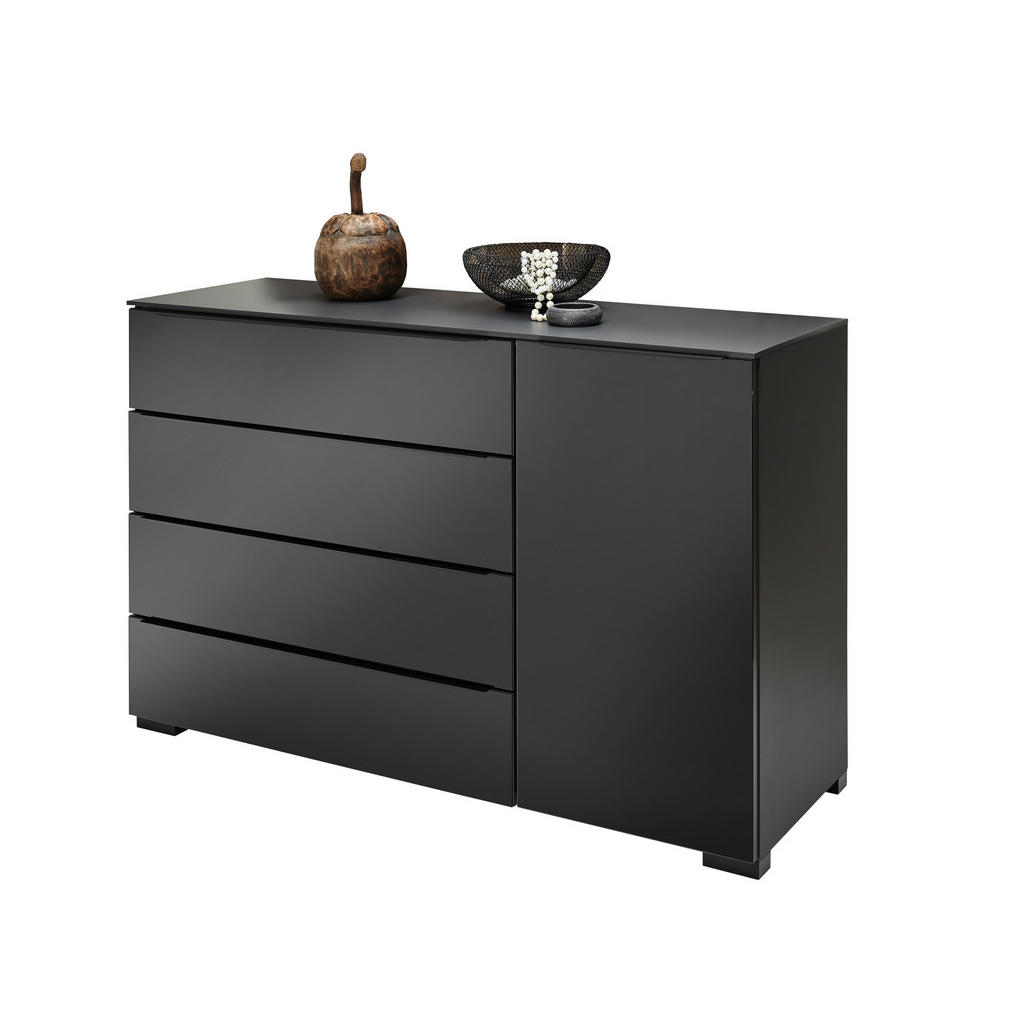 Thumbnail - Dieter Knoll Sideboard, Anthrazit, Schwarz, Eiche dunkel, Metall, Eiche, massiv, 4 Schubladen, 120x77x40 cm, Blauer Enge...