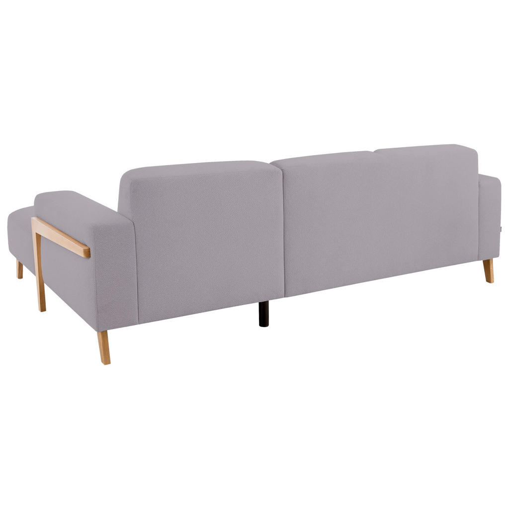 Thumbnail - Stylife Ecksofa, Flieder, Textil, Eiche, vollmassiv, 3-Sitzer, Ottomane rechts, L-Form, 250x163 cm, Fußauswahl, Stoffaus...