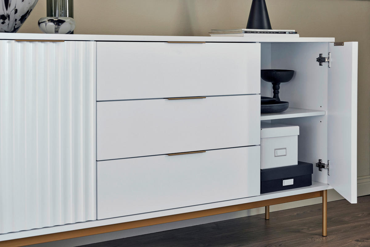 SIDEBOARD Carve  in 150/83/40 cm  - Goldfarben/Weiß, MODERN, Holzwerkstoff/Metall (150/83/40cm)