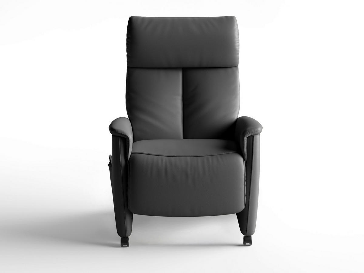 RELAXSESSEL TV CREMONA COMFORT E XL Echtleder Kopfteilverstellung, Fußteilverstellung, Rücken echt    - Schwarz, Basics, Leder/Kunststoff (76/119/84cm) - Sit & More