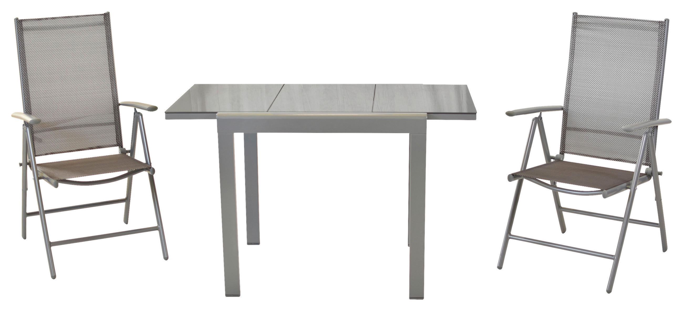 GARTENSET 3-teilig Aluminium - Silberfarben/Braun, MODERN, Kunststoff/Metall - Gardenson