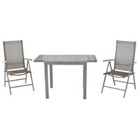GARTENSET 3-teilig Aluminium  - Silberfarben/Braun, MODERN, Kunststoff/Metall - Gardenson
