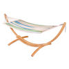 HÄNGEMATTE Mischgewebe Blau, Grün, Weiß, Beige  - Blau/Eukalyptusholzfarben, KONVENTIONELL, Holz/Textil (320/120/120cm) - La Siesta
