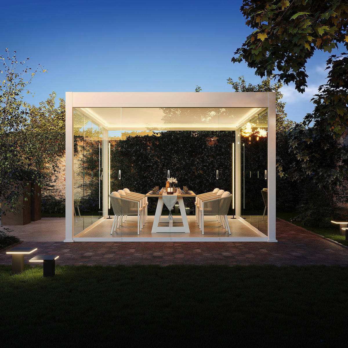 PERGOLA 360/255/400 cm   - Weiß, Basics, Metall (360/255/400cm) - Gardenson