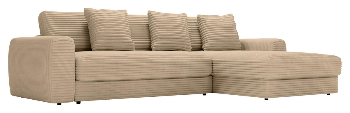 ECKSOFA in Cord Beige  302/182 cm  - Beige/Schwarz, MODERN, Kunststoff/Textil (302/182cm) - Carryhome