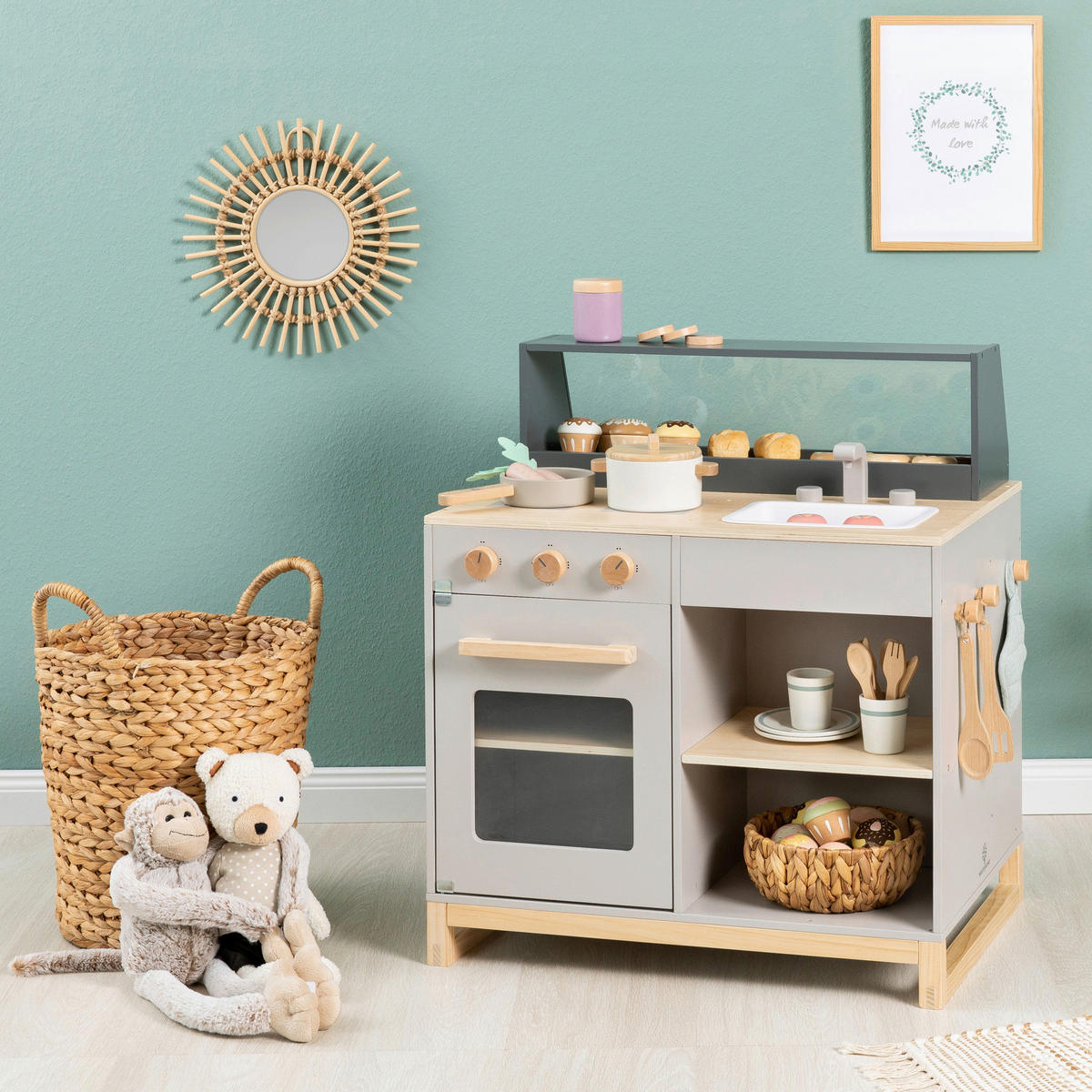 KINDERKÜCHE PRUNUS  - Naturfarben/Grau, Basics, Holz/Holzwerkstoff (62/46/67cm) - MUSTERKIND