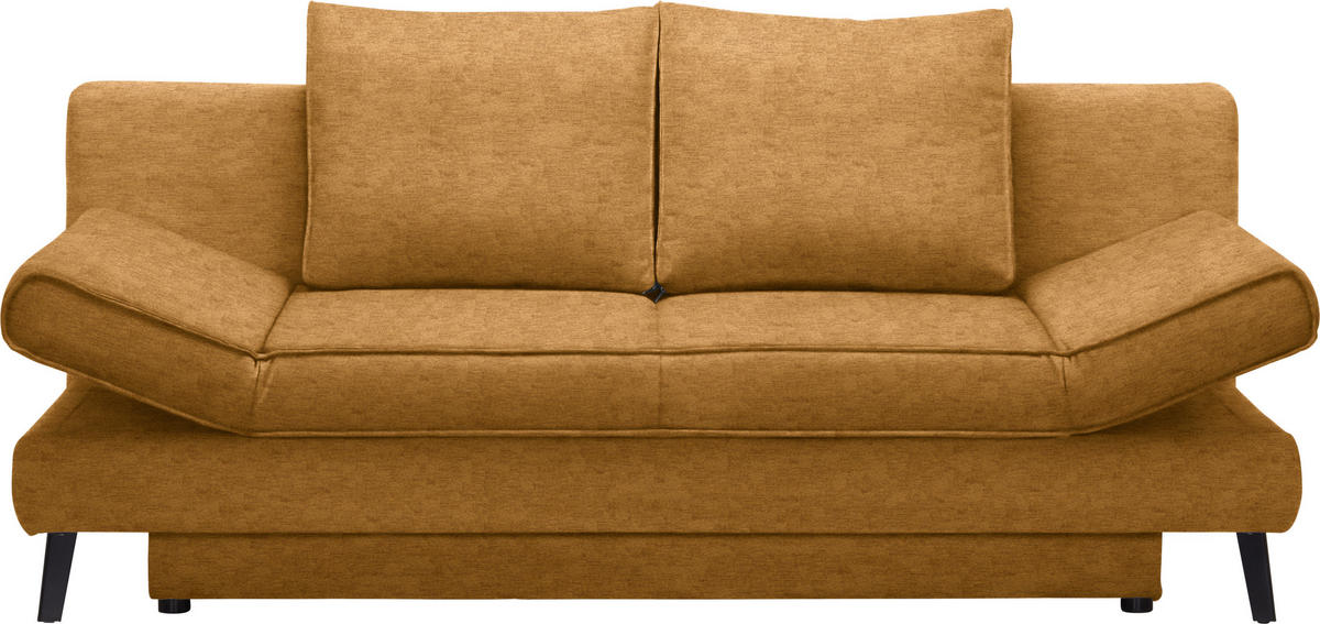 SCHLAFSOFA in Flachgewebe Braun, Goldfarben  - Goldfarben/Schwarz, Design, Textil/Metall (200/85/90cm) - Xora