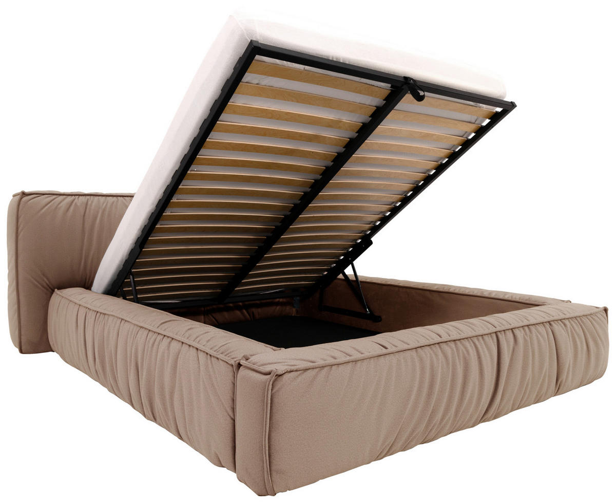 POLSTERBETT Lattenrost, Bettkasten 200/200 cm  in Cappuccino  - Schwarz/Cappuccino, Design, Holz/Textil (200/200cm) - Boxxx