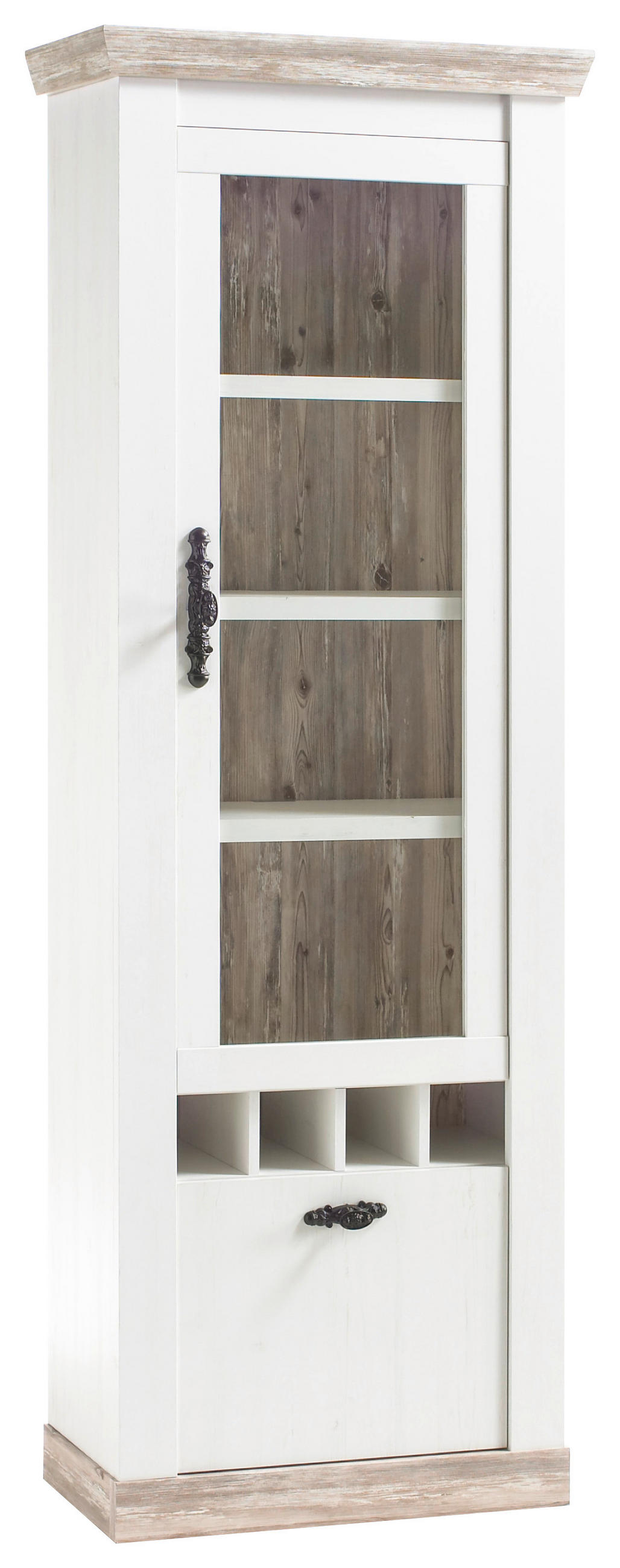VITRINE in Pinienfarben  - Schwarz/Pinienfarben, Design, Holzwerkstoff/Metall (71/201/37cm) - MID.YOU