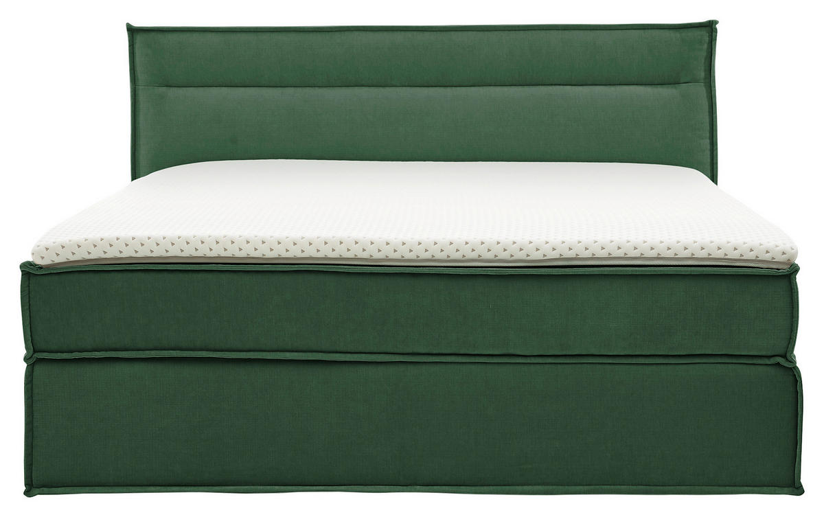 BOXSPRINGBETT 180/200 cm  in Dunkelgrün  - Dunkelgrün/Schwarz, Design, Textil (180/200cm) - Musterring