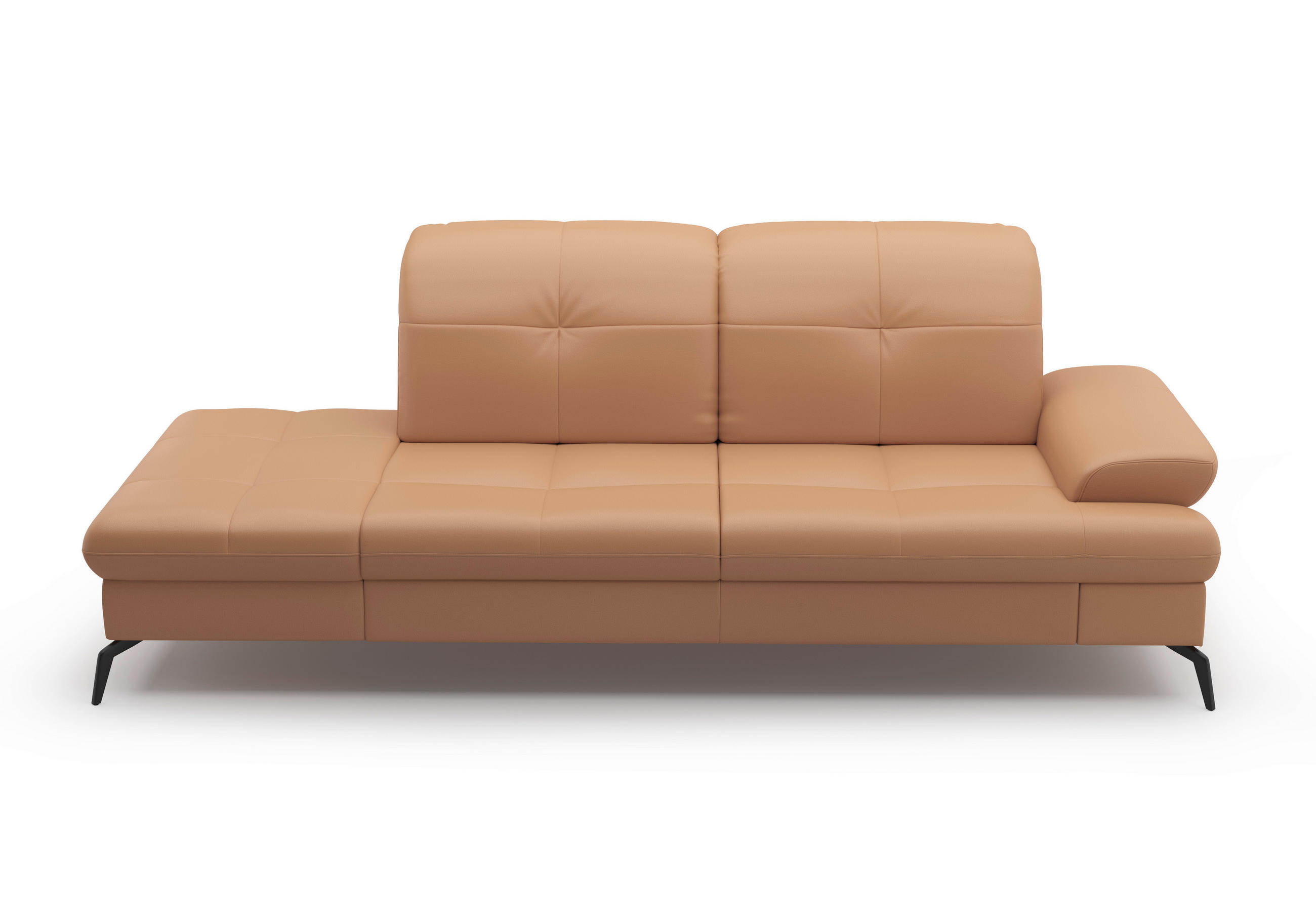 Thumbnail - Sit & More Récamiere, Cappuccino, Textil, Leder, Kombination Echtleder/Stoff, Nappaleder, 231x90x122 cm, Goldenes M, Mad...