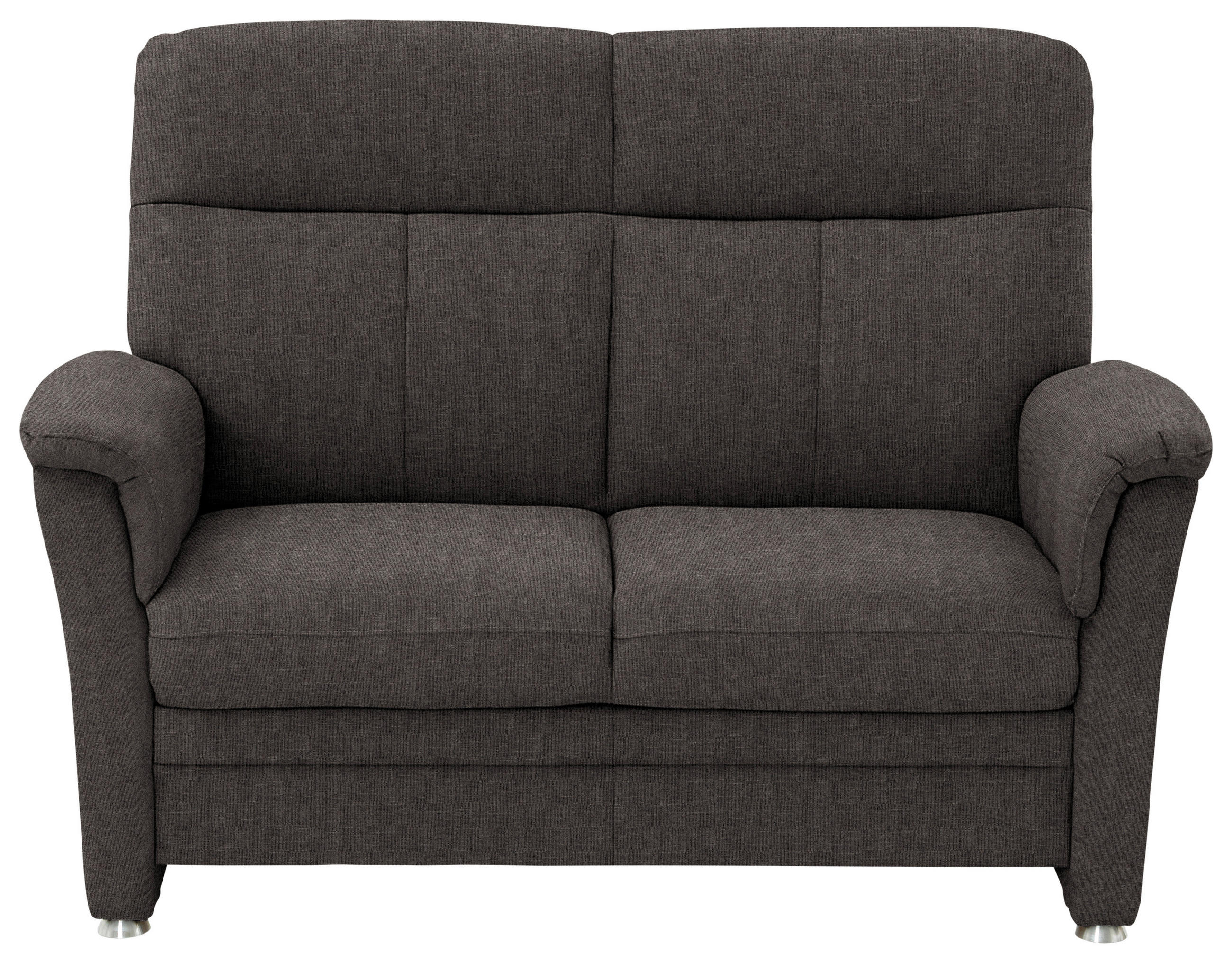 2-SITZER-SOFA  in Flachgewebe Dunkelbraun  - Dunkelbraun/Alufarben, KONVENTIONELL, Textil/Metall (142/100/89cm) - Beldomo Comfort