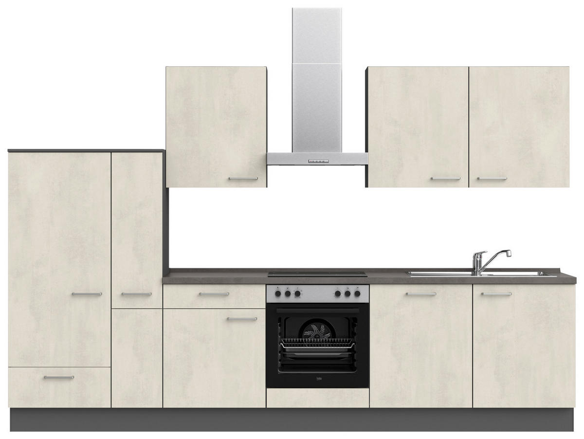 Bucătărie Fără Electrocasnice  - ardeziu/alb, Modern, metal/material pe bază de lemn (330cm) - Nobilia