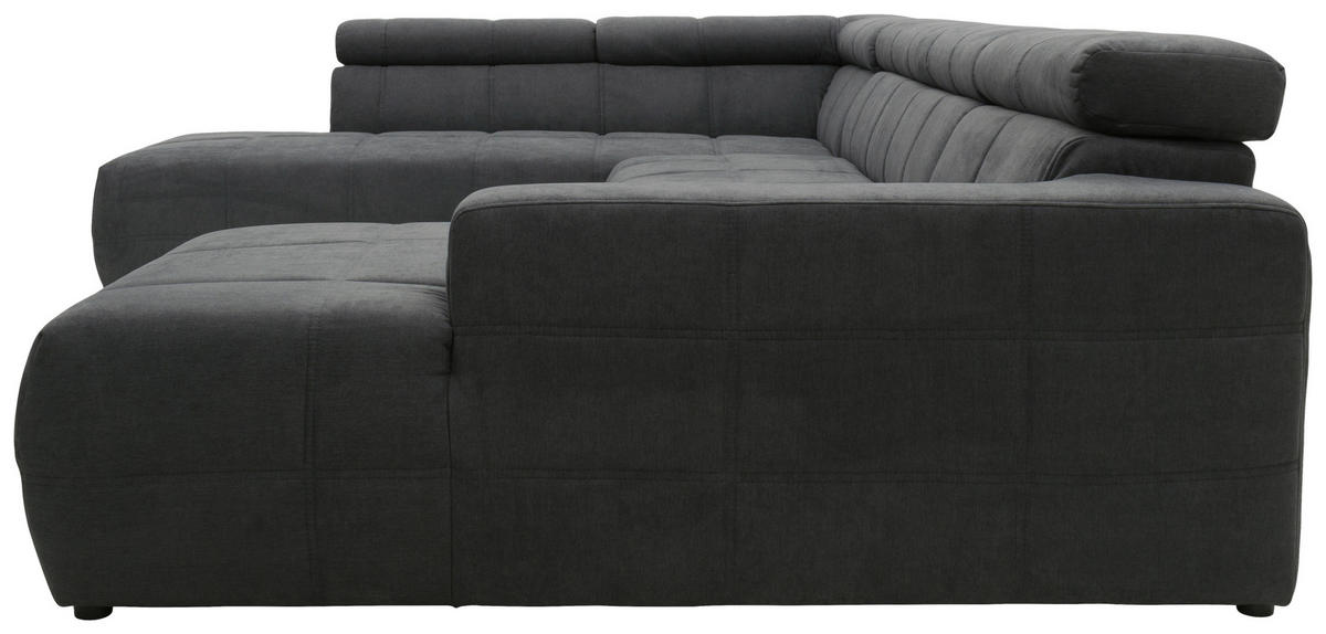WOHNLANDSCHAFT Dunkelgrau Mikrofaser  - Dunkelgrau/Schwarz, Design, Kunststoff/Textil (228/359/175cm) - MID.YOU