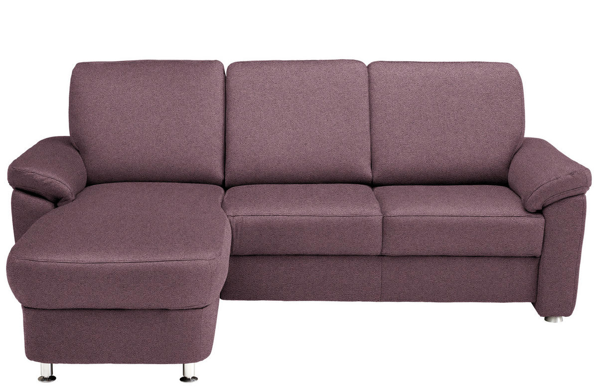 ECKSOFA in Flachgewebe Violett  - Chromfarben/Violett, Konventionell, Textil/Metall (163/220cm) - Beldomo System