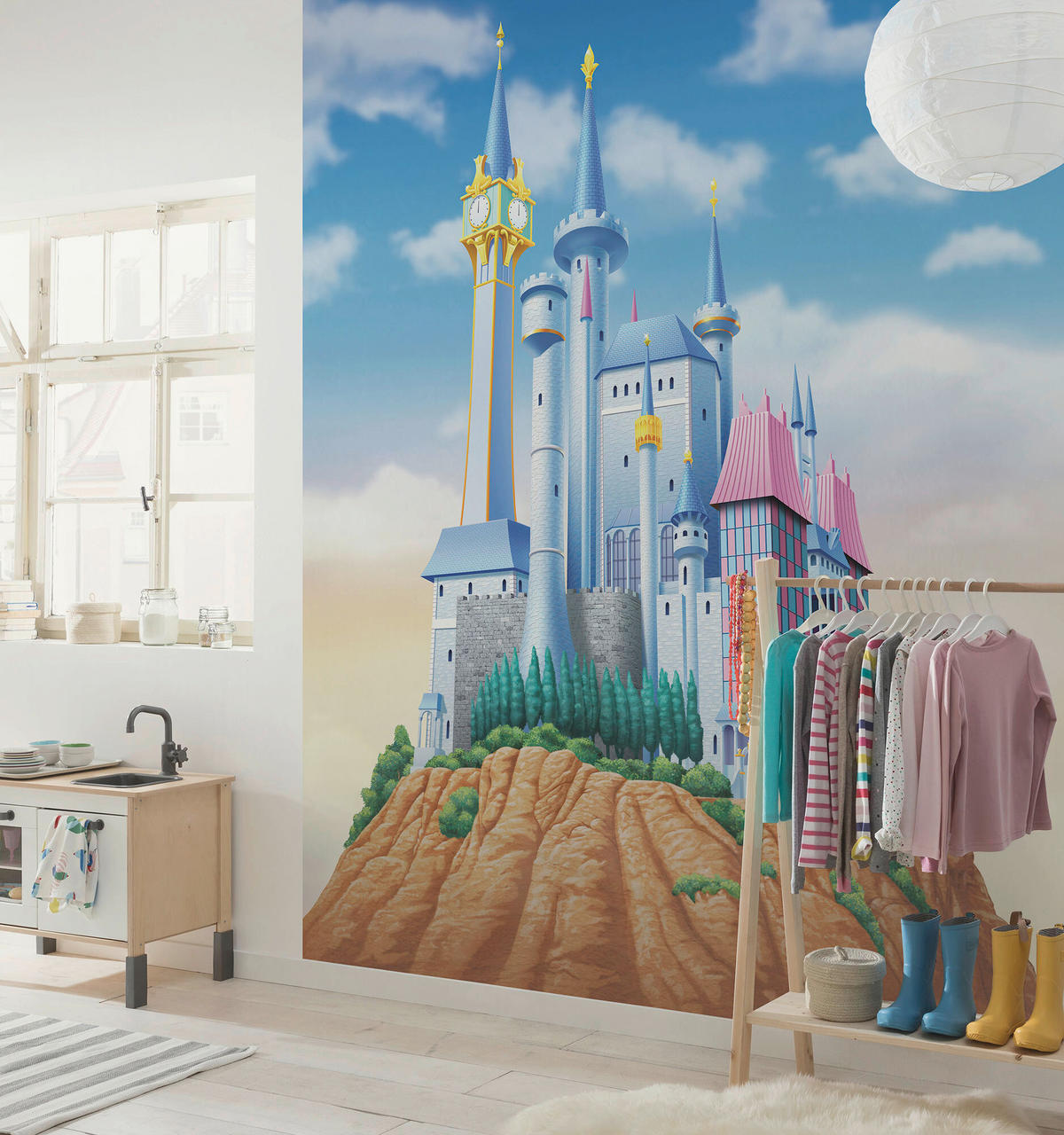 FOTOTAPETE PRINCESS CINDERELLA CASTLE  - Blau, Design, Textil (200/250cm) - Disney