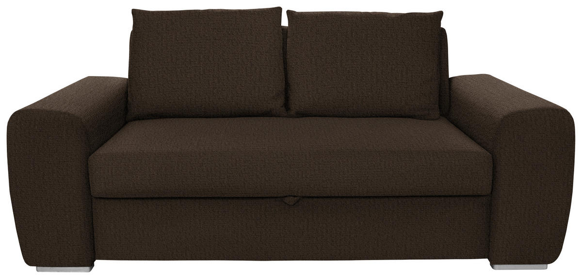 SCHLAFSOFA in Textil Dunkelbraun  - Chromfarben/Dunkelbraun, Design, Holz/Textil (199/92/97cm) - Livetastic