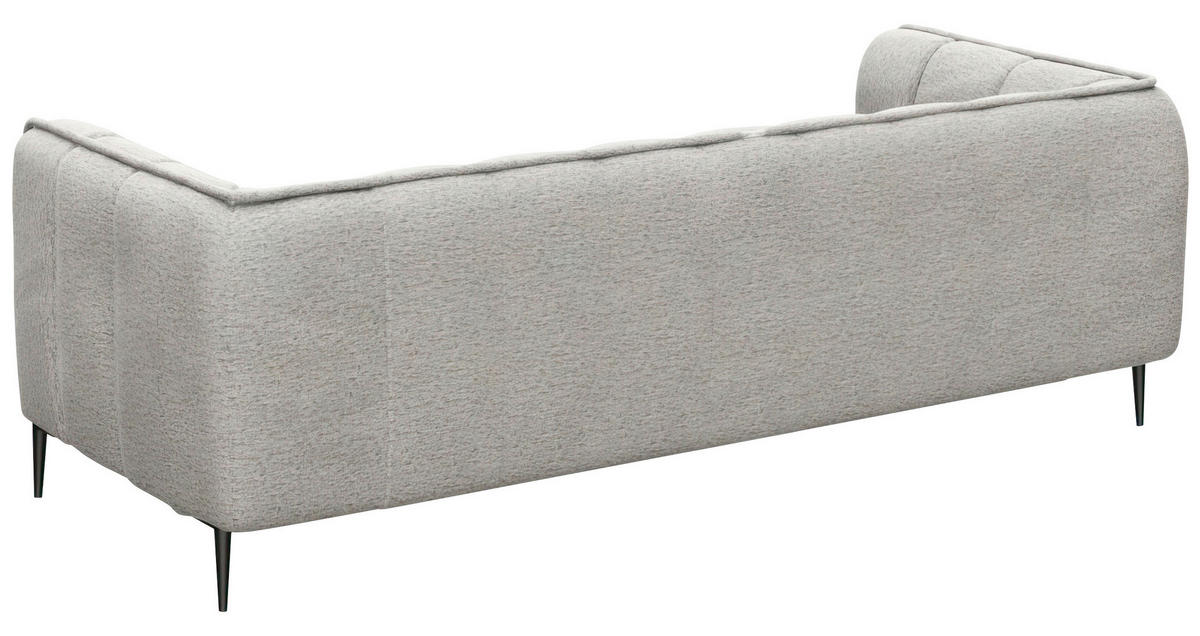 3-SITZER-SOFA Chenille, Webstoff, Flachgewebe Hellgrau  - Hellgrau/Schwarz, Design, Holz/Textil (209/75/91cm) - Livetastic