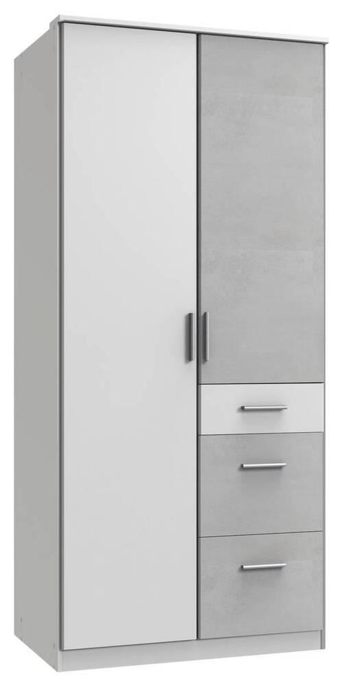 GARDEROB 91/199/58 cm 2-dörrar - vit/aluminiumfärg, Klassisk, trämaterial/plast (91/199/58cm) - Carryhome