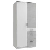 GARDEROB 91/199/58 cm 2-dörrar - vit/aluminiumfärg, Klassisk, trämaterial/plast (91/199/58cm) - Carryhome