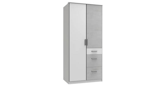 KLEIDERSCHRANK 2-türig Grau, Weiß - Alufarben/Weiß, KONVENTIONELL, Holzwerkstoff/Kunststoff (91/199/58cm) - Carryhome
