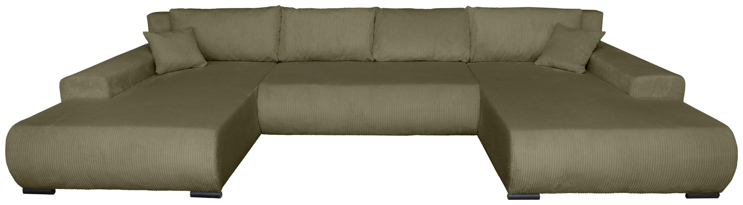 WOHNLANDSCHAFT Olivgrün Cord  - Schwarz/Olivgrün, KONVENTIONELL, Textil/Metall (191/351/191cm) - Carryhome