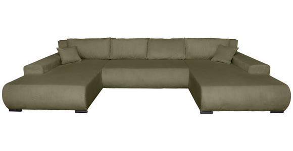 WOHNLANDSCHAFT  in Cord Olivgrün  - Schwarz/Olivgrün, KONVENTIONELL, Textil/Metall (191/351/191cm) - Carryhome