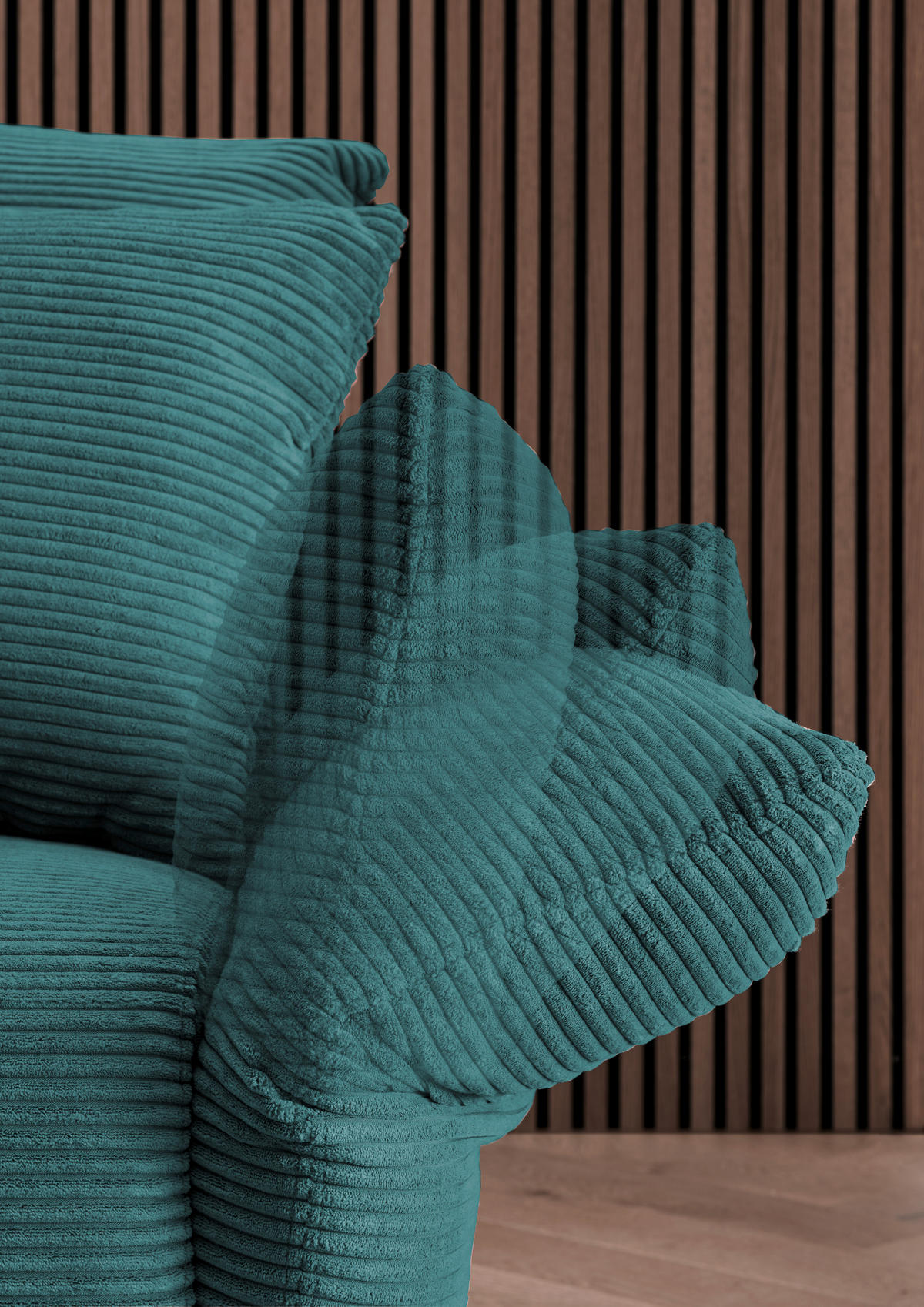 ECKSOFA Petrol Cord  - Petrol/Schwarz, Design, Textil/Metall (256/294cm) - Livetastic