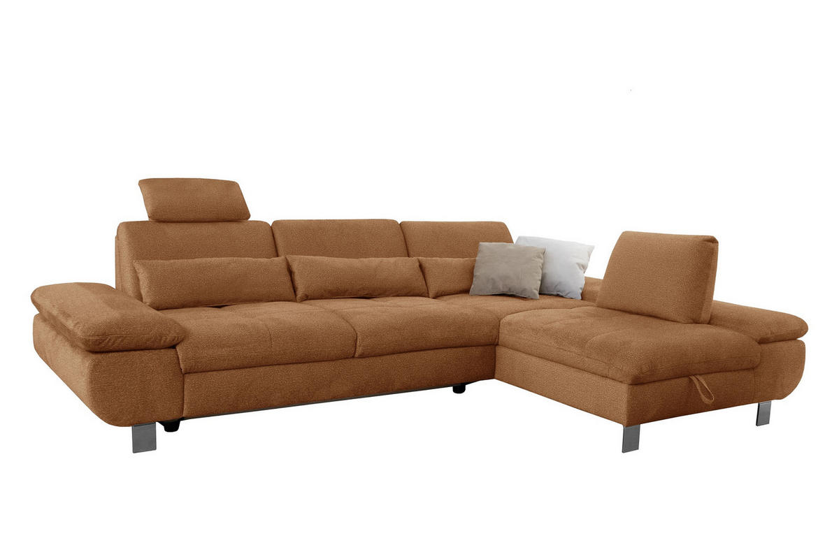 SAROKGARNITÚRA textil barna, bézs  - bézs/krómszínű, Basics, textil (312/206cm) - Xora