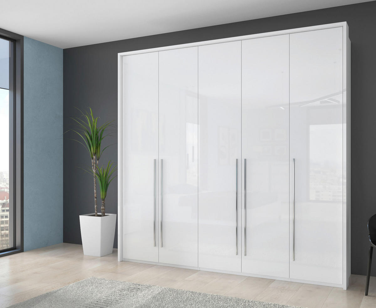 ORMAR SA KLASIČNIM VRATIMA bela, bela visoki sjaj   - bela visoki sjaj/bela, Dizajnerski, pločasti materijal/plastika (232/226cm)