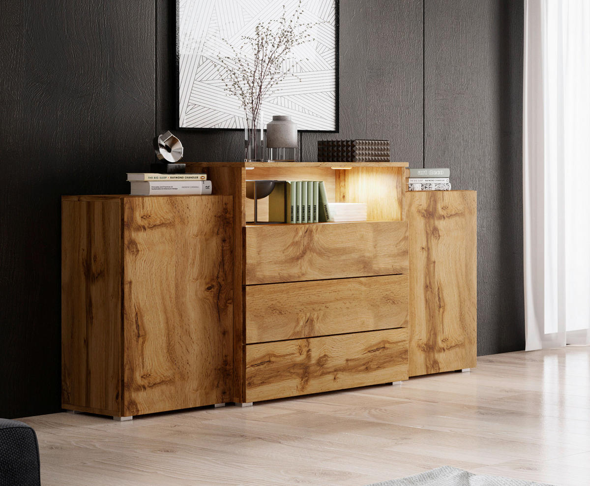 nur jetzt SIDEBOARD ➤ online Eiche Wotan Beleuchtung