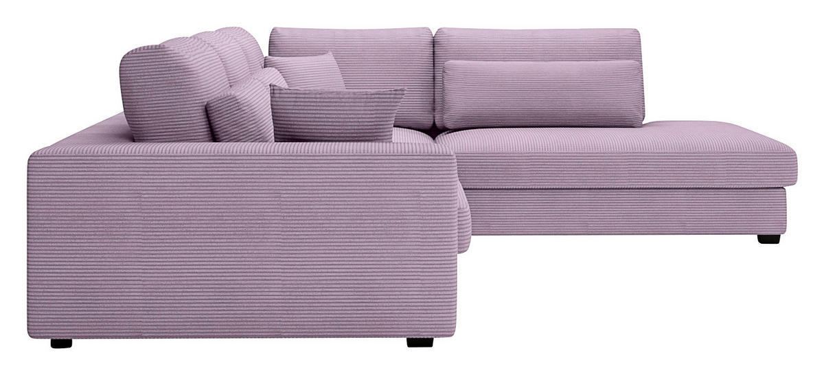 ECKSOFA in Cord Violett  - Violett/Schwarz, Konventionell, Kunststoff/Textil (314/250cm) - Carryhome