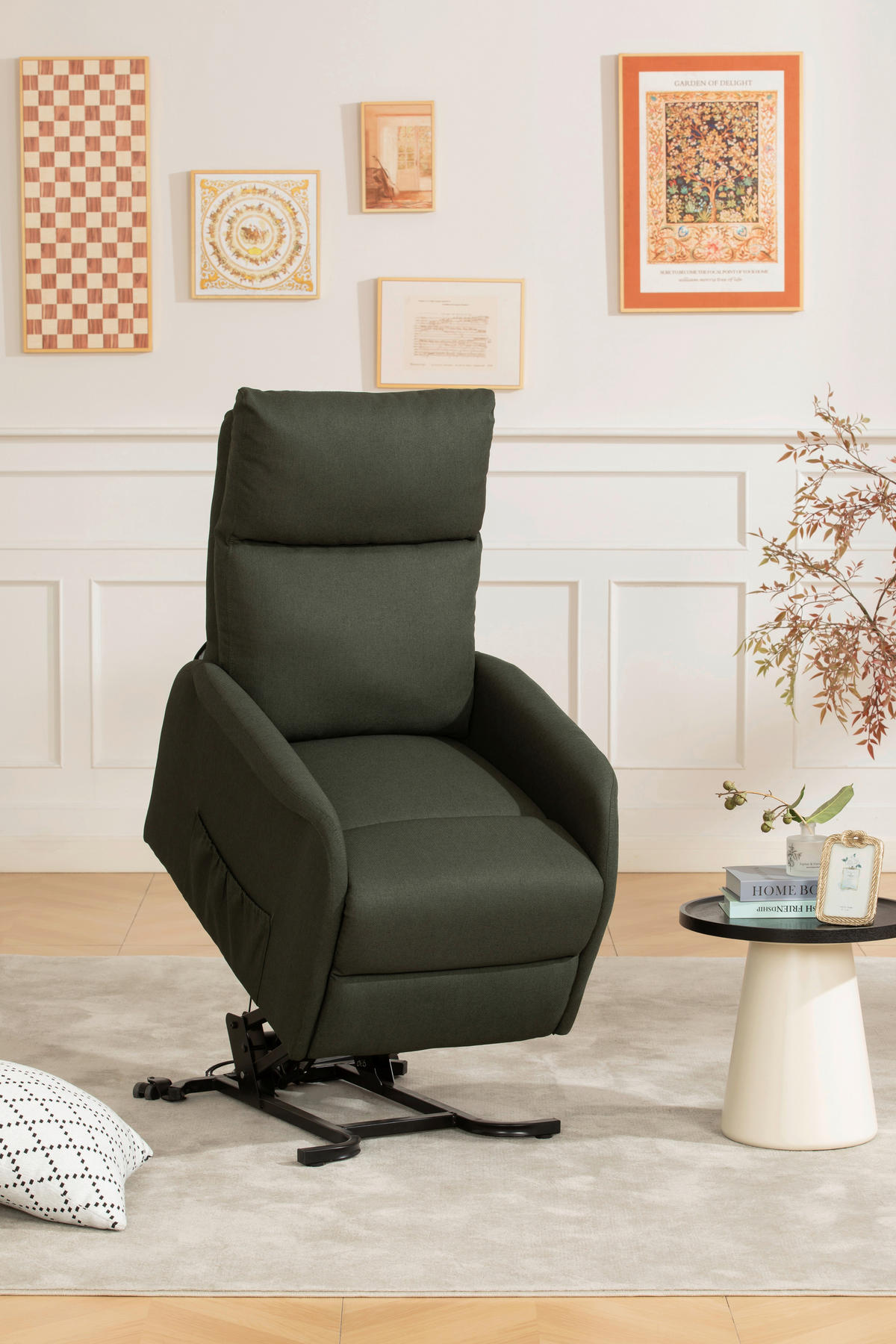FERNSEHSESSEL Webstoff Grün  - Schwarz/Grün, KONVENTIONELL, Textil/Metall (68/103-80/93-158cm) - P & B
