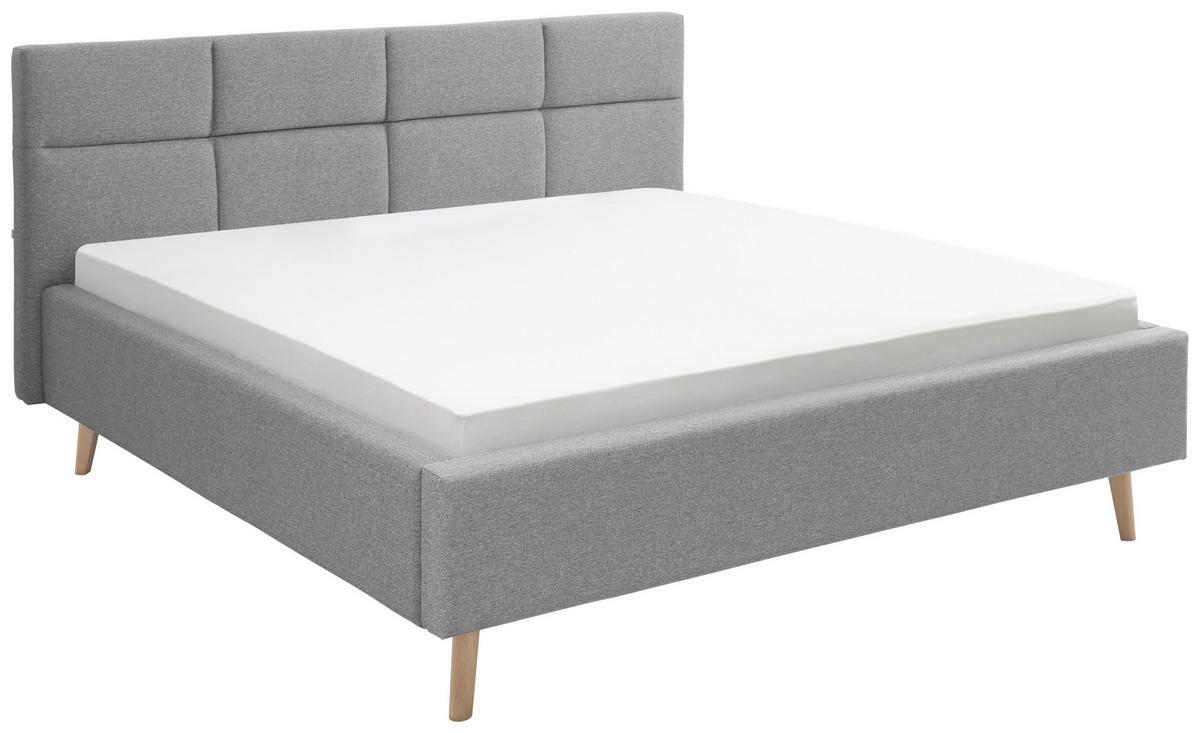 POLSTERBETT 180/200 cm  in Hellgrau  - Eichefarben/Hellgrau, KONVENTIONELL, Holz/Textil (180/200cm) - SetOne by Musterring