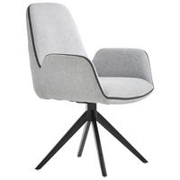 Scaun Cu Brațe din metal, textil, negru, gri deschis - gri deschis/negru, Design, metal/textil (61/85,5/61cm) - Novel
