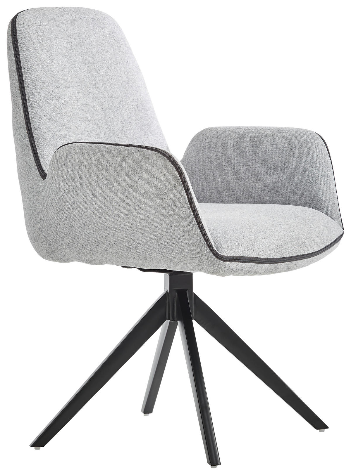 Scaun Cu Brațe din metal, textil, negru, gri deschis - gri deschis/negru, Design, metal/textil (61/85,5/61cm) - Novel