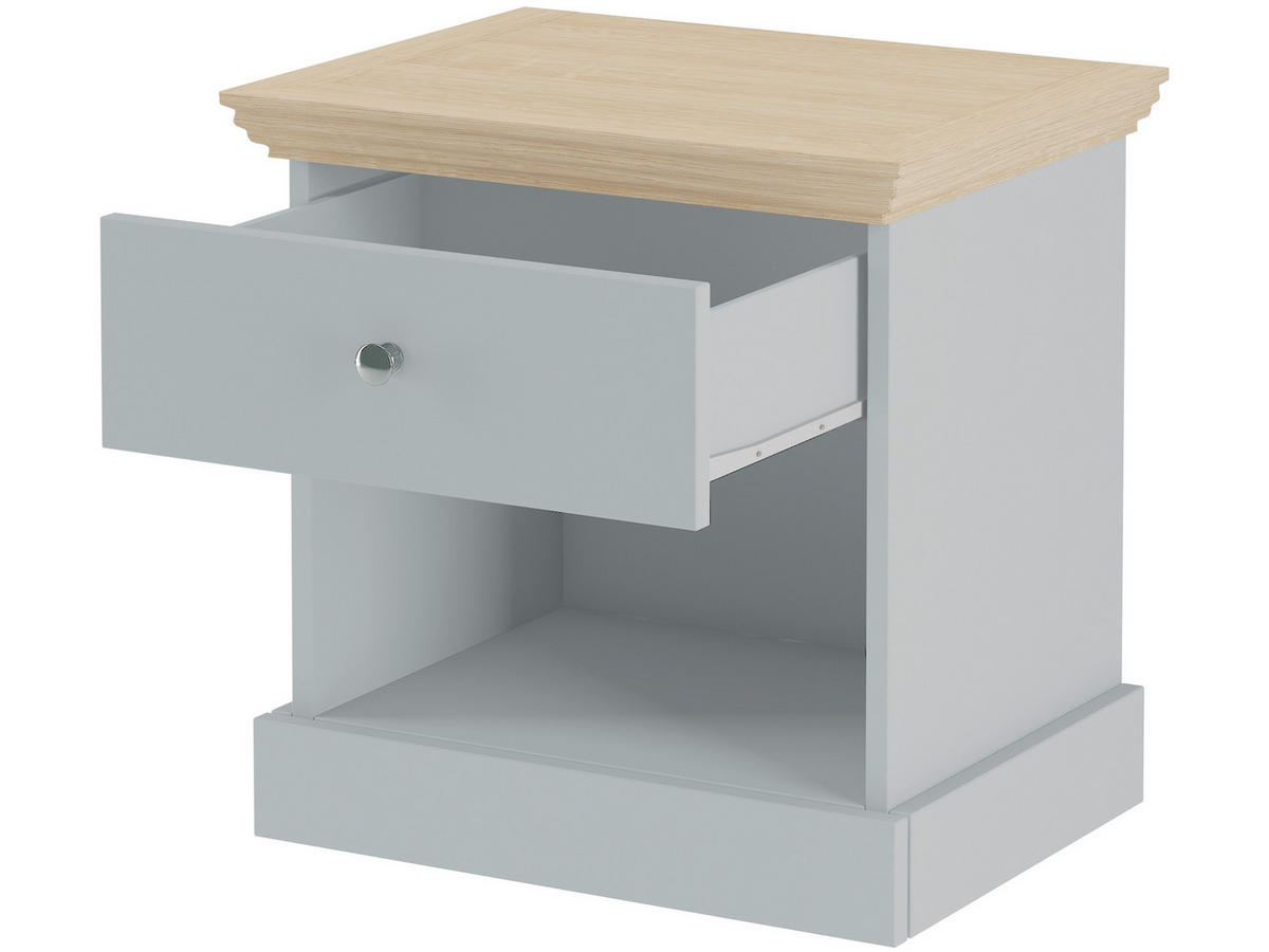 NACHTTISCH  - Eiche grau/Silberfarben, Design, Holzwerkstoff/Metall (45/35/45cm) - MID.YOU