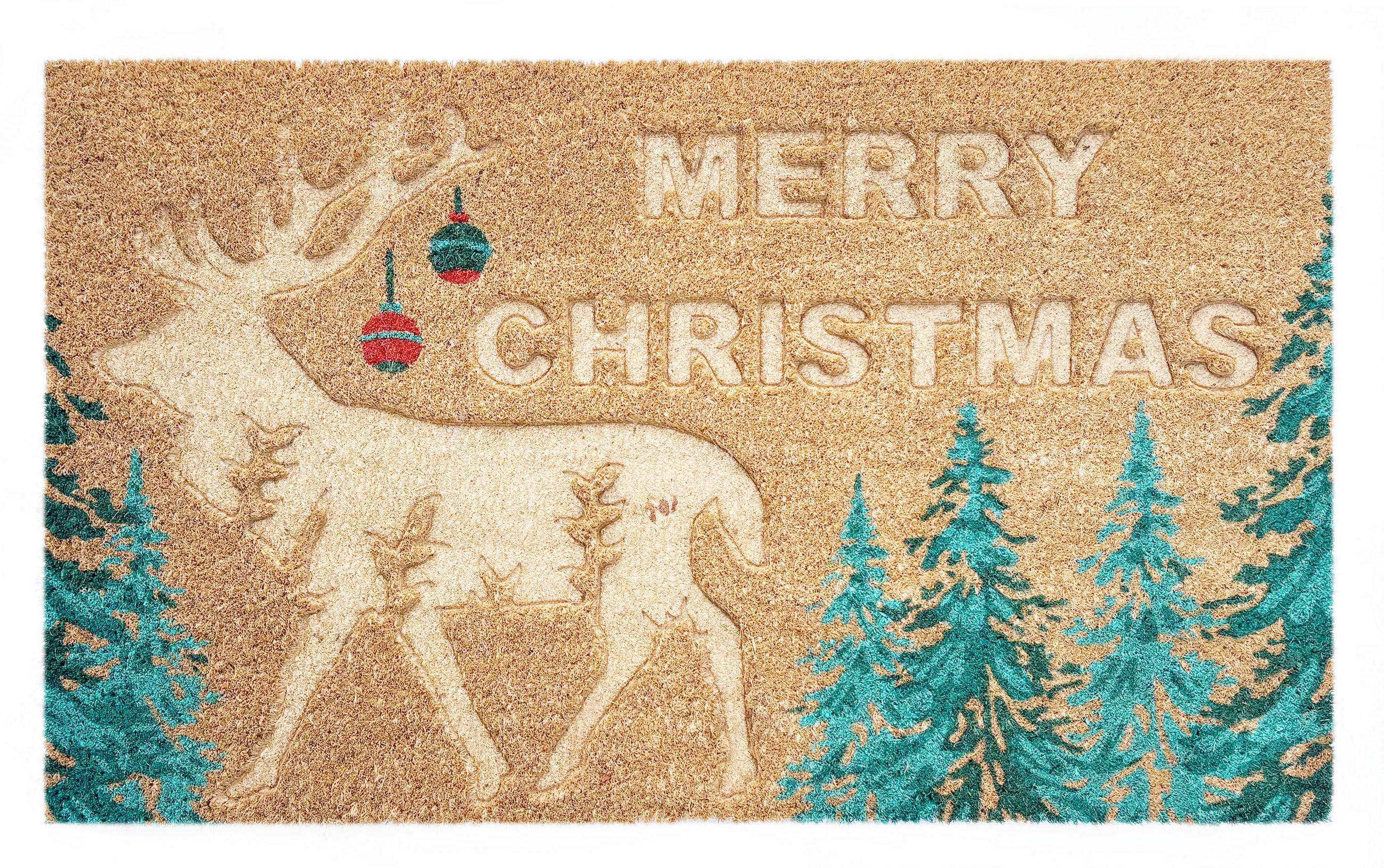 LÁBTÖRLŐ  - piros/erdőzöld, Basics, műanyag/természetes anyagok (75/45/0,15cm) - X-Mas